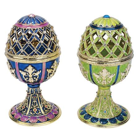 DESIGN TOSCANO Jeweled Trellis Romanov-Style Enameled Egg Collection, PK 2 FH922651